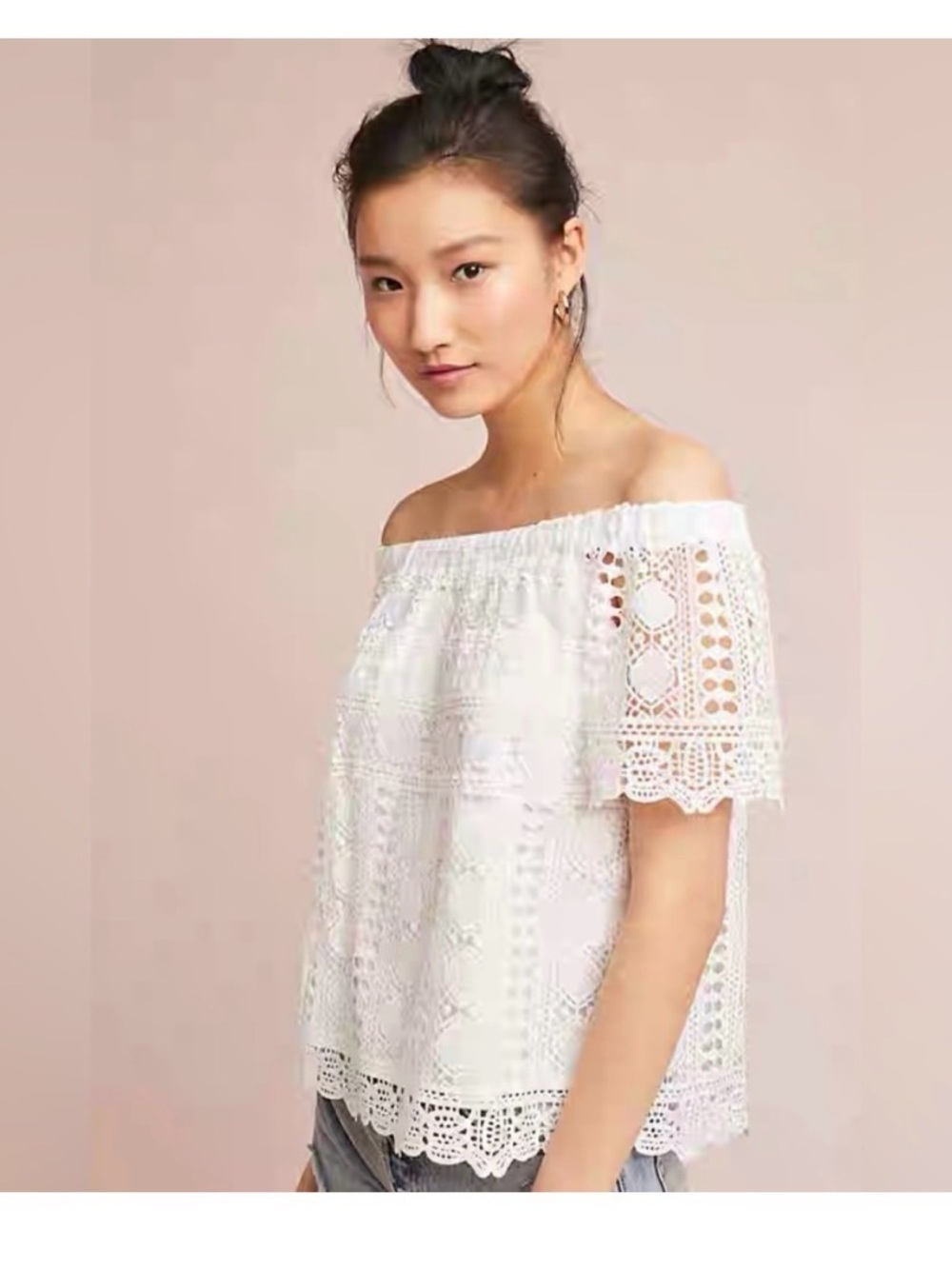 Anthropologie Sunday in Brooklyn Top Coquette Cottagecore Boho Peasant Blouse S